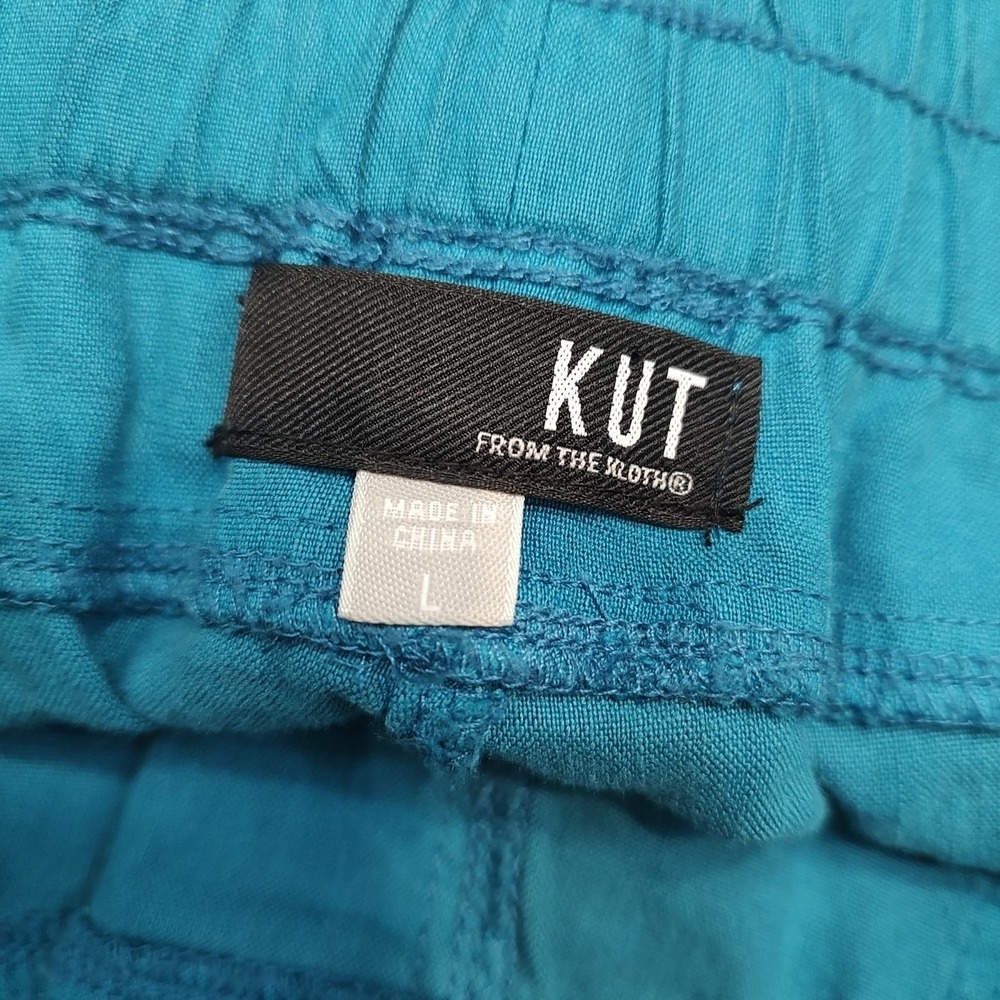 KUT From The Kloth Womens Linen Blend Ankle Pants Sz Large Blue Casual Coastal - Picture 4 of 6